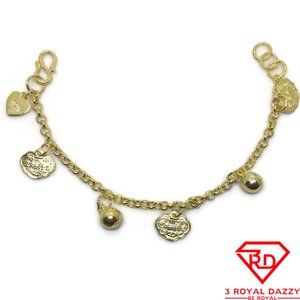 Bell & fortune charm 6 inch Bracelet 999 gold
